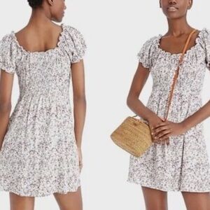 J CREW PUFF SLEEVE FLORAL MINI DRESS SMOCKED 8 PETITE